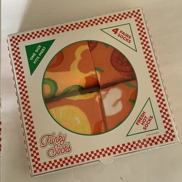 Funky Socks Boxed Pizza Printed Mens Crew Socks Pack Of 4 One Size - Picture 8 of 13